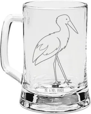 Produktbild von Mr. & Mrs. Panda Krug Storch - Transparent - Geschenk, Bierhumpen, Bierkrug Mit Gravur, Störche, Mutter, Gute Laune, Mütter, Geburt, Glas, Humpen, Seidel, Schwangerschaft