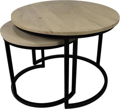 Produktbild von Couchtisch Ronin Beistelltisch 2er Set Unikat Mangoholz Hell