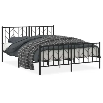 Obrázek produktu pro Kovový rám postele s hlavovým a nožním čelem černý 150 x 200 cm