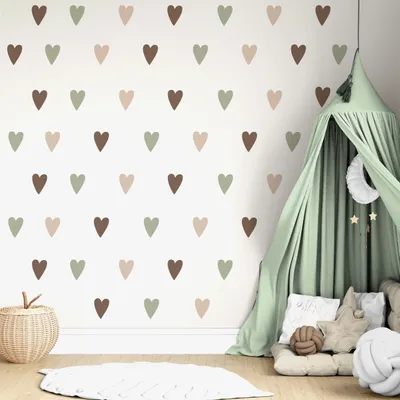 Produktbild von Muralo Aufkleber Wandsticker Pastell HERZEN Wanddeko Wandtattoo für Kinderzimmer Br. 120cm x Hö. 60cm