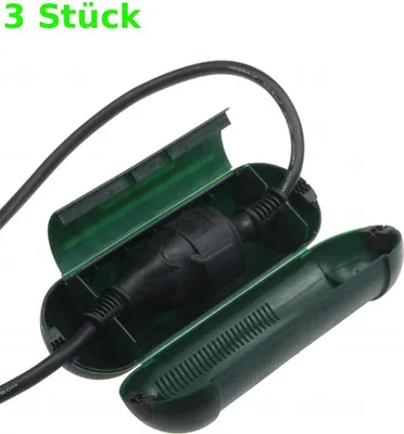 Produktbild von 3 x Sicherheitsbox Schuko-Stecker grün – Zuverlässiger Wetterschutz für Ihre Außenkabel, robuste Verbindungsbox IP44, einfache Handhabung