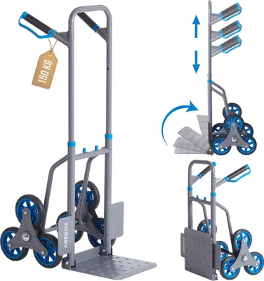 Produktbild von Wózek schodowy Wózek na worki Wózek transportowy, składany, wózek schodowy, wózek piętrowy, wózek schodowy z workami, 150 kg - czerwono-czarny