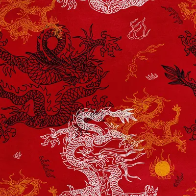 Image de Royal Velvet Tissu Polyester A coudre - Motif dragon chinois