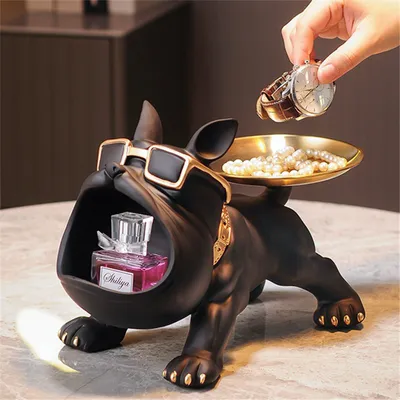 Produktbild von Skulpturen, Dekofiguren, Dekofigur, Skulptur Ornament, Französische Bulldogge Tablett, Dekoschale