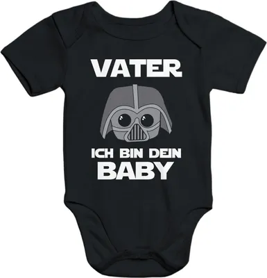 Produktbild von Kurzarm Baby Body Vater ich bin dein Baby Moonworks® Spruch Nerd lustig Onesie Moonworks® schwarz 0-3 Monate