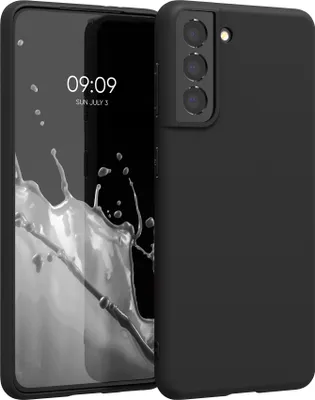 Produktbild von kwmobile Hülle kompatibel mit Samsung Galaxy S21 Hülle - weiches TPU Silikon Case - Cover geeignet für kabelloses Laden - Schwarz matt