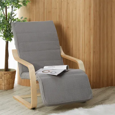 Produktbild von Homestyle4u Relaxsessel Cord dunkelgrau mit Fußstütze verstellbar Schaukelstuhl Fernsehsessel Holz