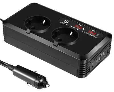 Obrázok produktu pre Automenič, 200 W DC-AC menič, univerzálna zásuvka, čierna