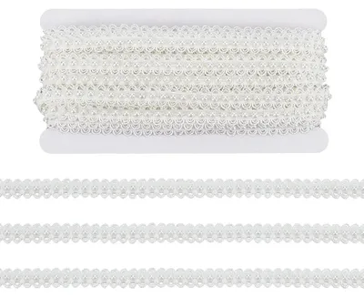 Perlenkantenband 9,14 m, 13 mm, weiß, Polyester