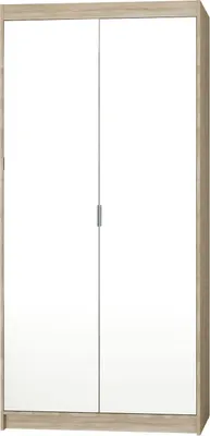 Produktbild von Masseno Drehtürenschrank ELENORA 90 cm Kleiderschrank Schlafzimmer Schrank 2-türig mit Spiegel Sonoma Eiche