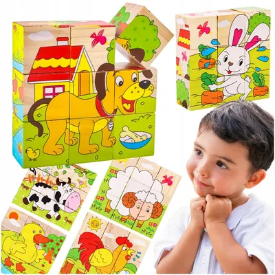 Produktbild von Drobiazgarnia Holz Bauernhof Steckpuzzle Lernspielzeug für Kinder