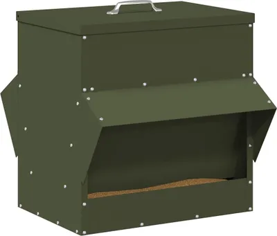 Image de vidaXL Nourrisseur pour poules Olive vert 40,5 x 45 x 41 cm Acier laminé à froid