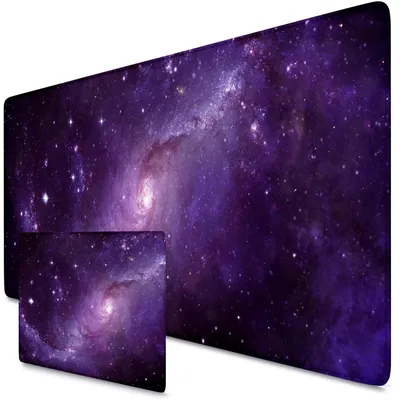 Image de Tapis de souris XXL, 900x400x3 mm, violet, motif nébuleuse, lavable, idéal pour le gaming et le bureau
