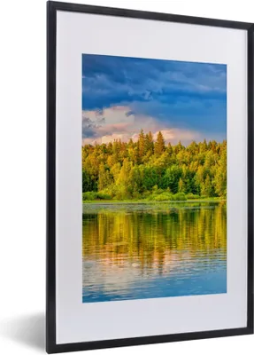 Produktbild von MuchoWow® Gerahmtes Poster Wasser - Natur - Wald 40x60 cm - Poster mit Schwarzem Bilderrahmen Wandposter Rahmen Foto Bilder - Poster in Rahmen