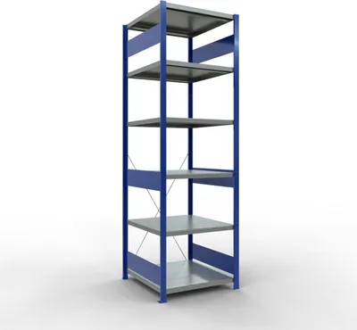 Produktbild von Schulte Fachbodenregal MULTIplus250 Stecksystem | Grundregal | HxBxT 250x75x80cm | 6 Ebenen | Fachlast 250kg | Enzianblau/Verzinkt