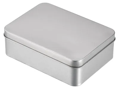 Produktbild von Metallbehälter aus Weißblech mit Deckel 125 x 90 x 40 mm Silberton