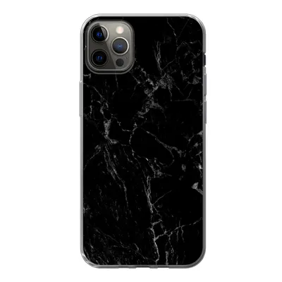 Produktbild von MuchoWow® Handyhülle Schutzhülle Hülle für iPhone 12 Pro Max Marmor - Schwarz - Naturstein Silikon Softcase Handy Hülle - Hartschale
