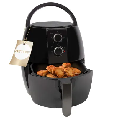 Image de Bomann® Friteuse à air chaud pour une préparation sans huile et sans graisse | Airfryer 3,6L | Friteuse à air chaud avec thermostat réglable en continu (80°C - 200°C) et minuterie | idéale pour le fitness | 1350W | FR 6057 H CB