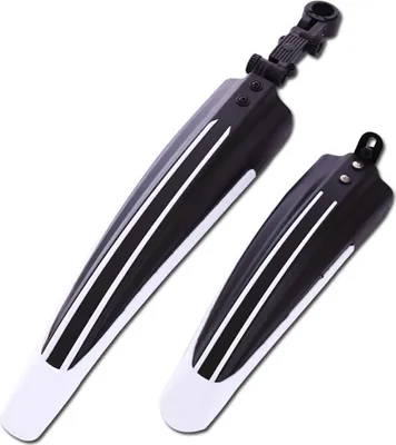 Produktbild von 1 Paar stilvolles MTB Fahrrad vorne hinten Kotfluegel Mountainbike Kunststoff Kotfluegel Set Schwarz-Weiss