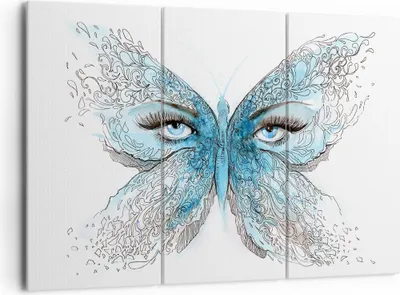 Produktbild von Bild auf Leinwand - Leinwandbild - Illustration Gesicht Schmetterling Wimper - 165x110cm - Wand Bild - Wanddeko - Leinwanddruck - Bilder - Kunstdruck - Leinwand bilder - Wandkunst - CE165x110-3026