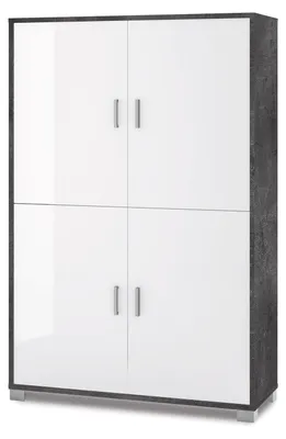 Immagine prodotto di Mobile Multiuso 4 Ante 107x162x41 cm Ossido Nero/Bianco Lucido