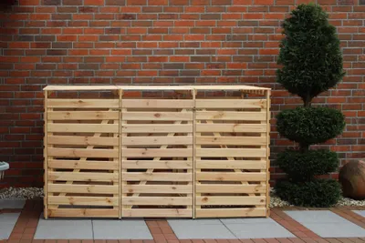 Produktbild von Mülltonnenbox Typ 2 - 3 Tonnen 92x219x122 cm Lärche unbehandelt