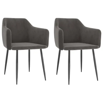 Image de Chaises à manger lot de 2 Gris foncé Velours