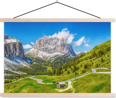 Produktbild von MuchoWow® Textilposter Dolomiten - Berge - Italien 60x40 cm mit holzfarbenen Rahmen - Bilder