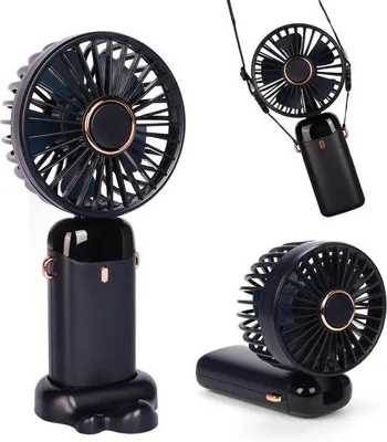 Immagine prodotto di Ventilatore pieghevole ricaricabile tramite mini-USB, con 5 velocità, alimentazione elettrica e a batteria, per uso domestico e in viaggio