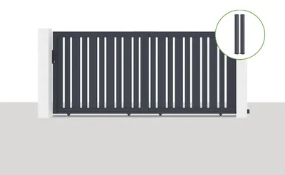 Produktbild von Schiebetor 3,5x1,6m VEYMONT + 2 EIFEL-Pfosten H.190cm Grau