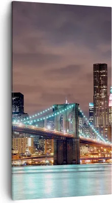Produktbild von Bild auf Leinwand - Leinwandbild - Stadt Brücke Wolkenkratzer - 45x80cm - Wand Bild - Wanddeko - Leinwanddruck - Bilder - Kunstdruck - Wanddekoration - Leinwand bilder - Wandkunst - PA45x80-0218