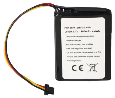 Produktbild von Akku passend für TomTom Go 600, TomTom Go 610 Li-Ion, 3,7V, 1200mAh, 4,4Wh