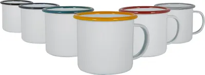 Produktbild von Argon Ta Weiße Emaille-Becher - Stahl Outdoor-Camping-Tee-Kaffeetasse - 375ml - 6 Farben