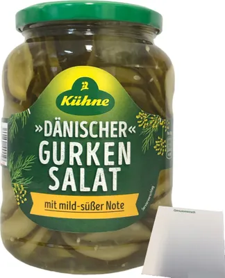 Produktbild von Kühne Dänischer Gurkensalat mit milder süßer Note (670g Glas) + usy Block