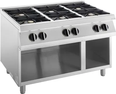 Produktbild von KBS Gasherd 6 Brenner 6x6 Kw Offener Unterbau 1200x730x900 mm Pilotflamme