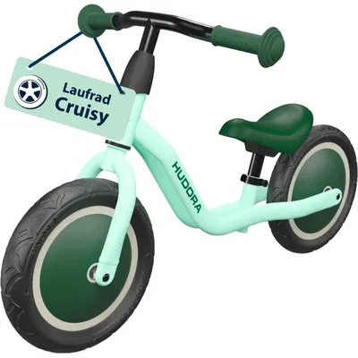 Immagine prodotto di HUDORA balance bike Cruisy da 15 mesi - menta - Balance bike leggera con altezza della sella regolabile - Balance bike per bambini da 78 a 100 cm