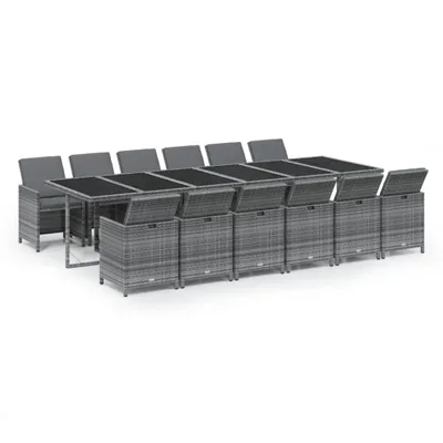 Image de vidaXL Ensemble de jardin 13 pièces avec coussins Poly rotin gris