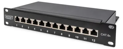 Produktbild von 10" Patchpanel DN-91612S-EA, 12-Port, Cat.6a (schwarz, 1HE, Rack Mount, geschirmt)