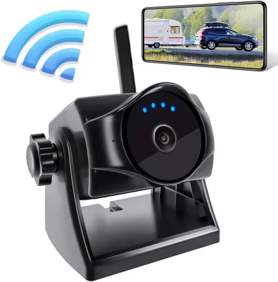 Productafbeelding van Achteruitrijcamera Draadloos - Wifi Camera Parkeercamera - Veilig Parkeren - Sterke Magneetvoet - 1080p HD - Zwart