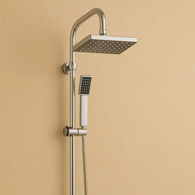 Produktbild von Grafner Regendusche im Set incl. Kopfbrause, Handbrause, Schlauch, Stange und Anschluss-Set Duschset Duschsystem Duschgarnitur eckig