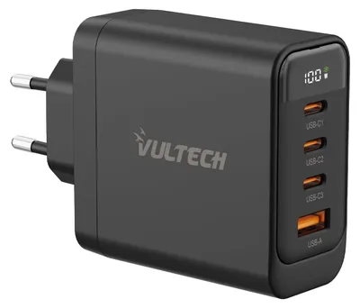 Productafbeelding van VulTech USB-C multifunctioneel oplader, 100W GaN, 3 USB-C + 1 USB, PD3.0 PPS QC3.0, wit