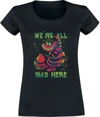 Produktbild von Alice im Wunderland T-Shirt Damen Chesire Rainbow schwarz S