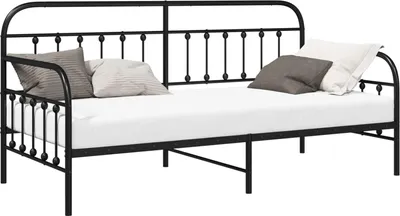 Produktbild von vidaXL Tagesbettrahmen Schwarz 100 x 200 cm Pulverbeschichteter Stahl