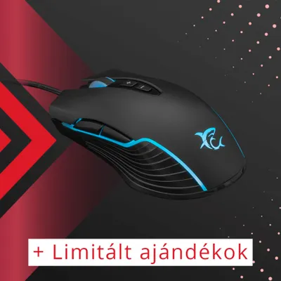Produktbild von White Shark Azarah Gamer Maus, schwarz, 6400 DPI, gummierte Abdeckung, RGB, Software, 7 Tasten