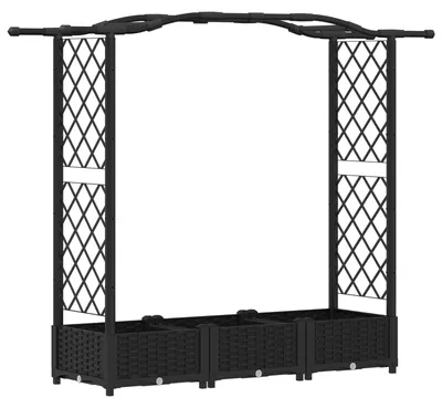 Produktbild von vidaXL Hochbeet mit Rankgitter und Dach Schwarz 169 x 40 x 123 cm PP