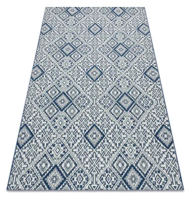 Imagen del producto de Alfombra de cuerda sisal COLOR 19247/699 Cuadrados Rombos Azulejo azul 120x170 cm