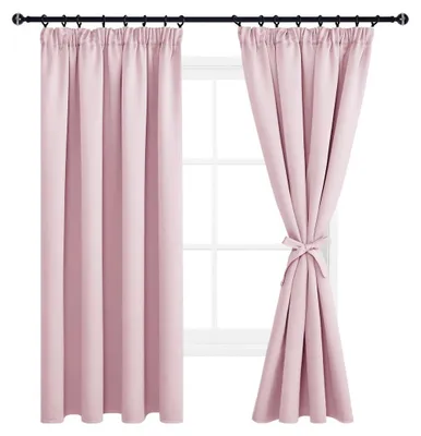 Obrázek produktu pro Zatemňovací závěsy s řasicí páskou - Růžová - 140 x 175 cm - Sada 2 kusů - Do obývacího pokoje a ložnice