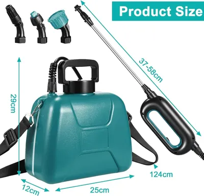 Produktbild von Kabellose Drucksprühflasche - Elektrischer Gartensprüher 5L - 7,4V Akku - 3 Düsen - USB wiederaufladbar - Verstellbarer Schultergurt