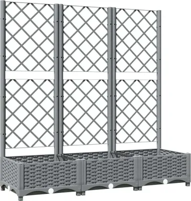 Image de vidaXL Bac à plantes avec treillis gris clair 120x40x121,5 cm PP