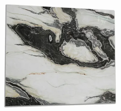 Produktbild von Wallario Herdabdeckplatte aus Glas, Größe 60 x 52 cm 1-teilig, Motiv Schwarz-Weiße Marmor-Optik